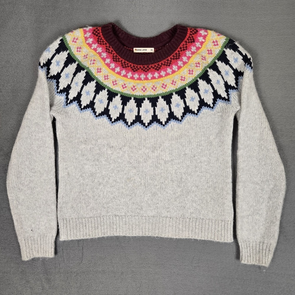 Marine Layer Archive Sweater Womens XS Fair Isle Nordic Cotton Blend Pullover